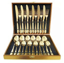 Conjunto Premium Talheres Gold Deluxe - (24 Peças)